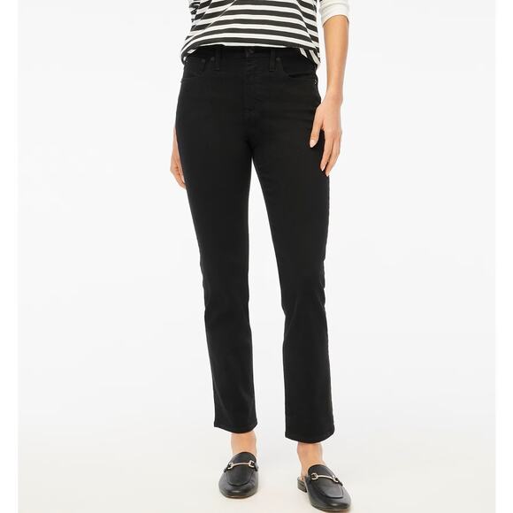 J.Crew Tall Essential Straight Jeans WMNS 32 Tall Black Denim High Rise Stretch - Picture 1 of 7